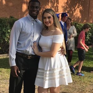 Off the shoulder white dress